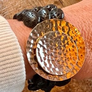 Silpada Lava Stone Bracelet with Hammered Silver Button Closure B1511